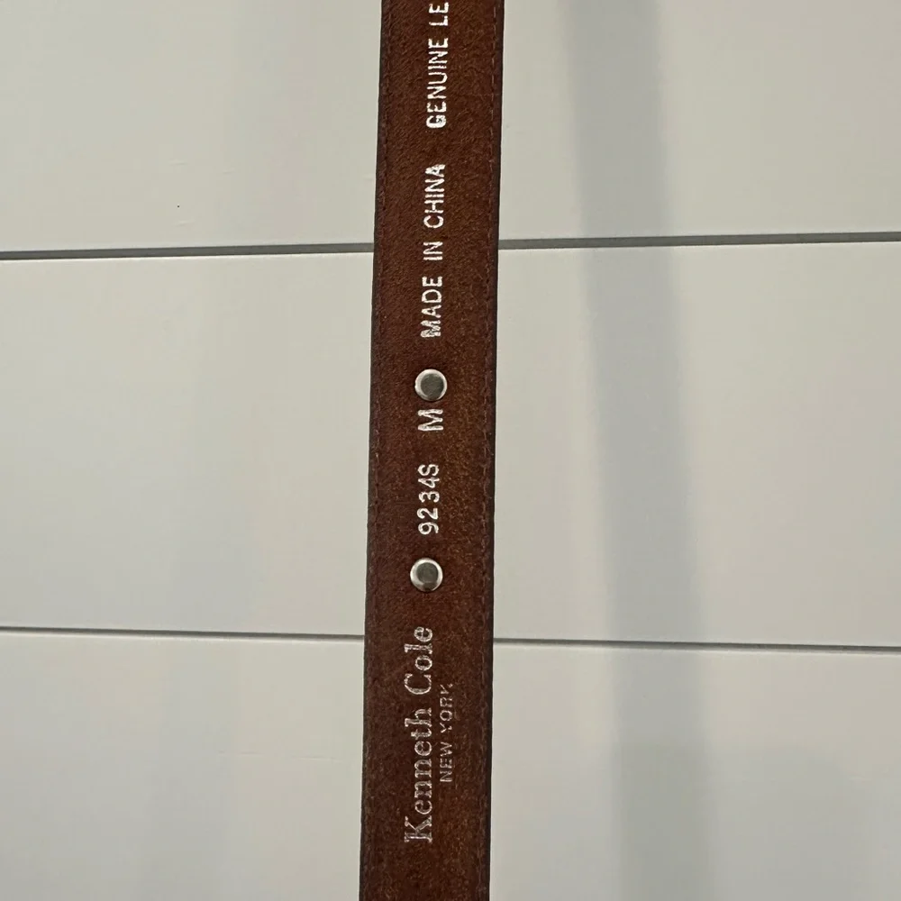 Kenneth Cole New York Belt Brown Silver‎ Trim Leather Belt M